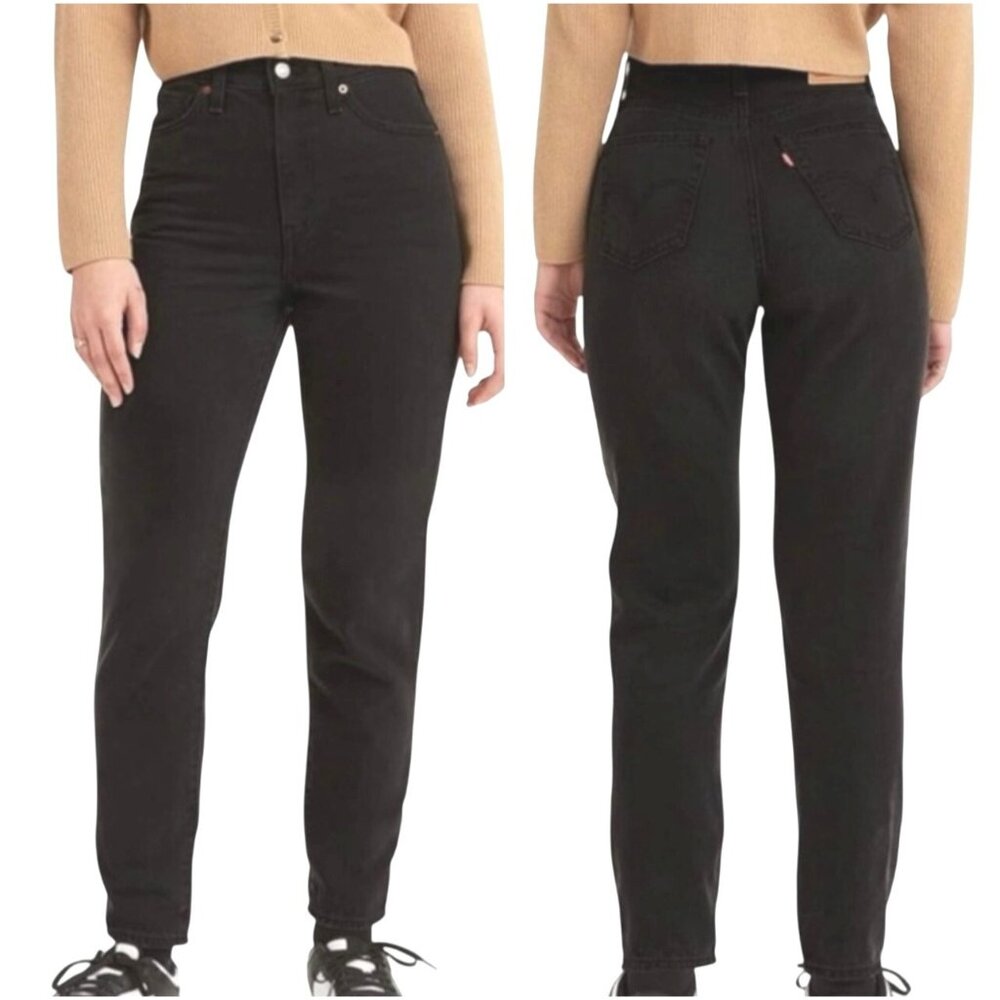 Levis Womens High-Waisted Mom Jeans Black Cotton Blend Size 29 X 30